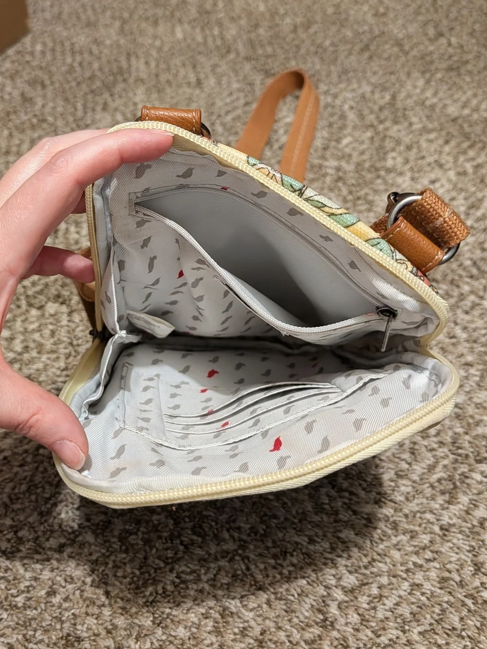 Sakroots Yellow Floral Crossbody with Brown Strap